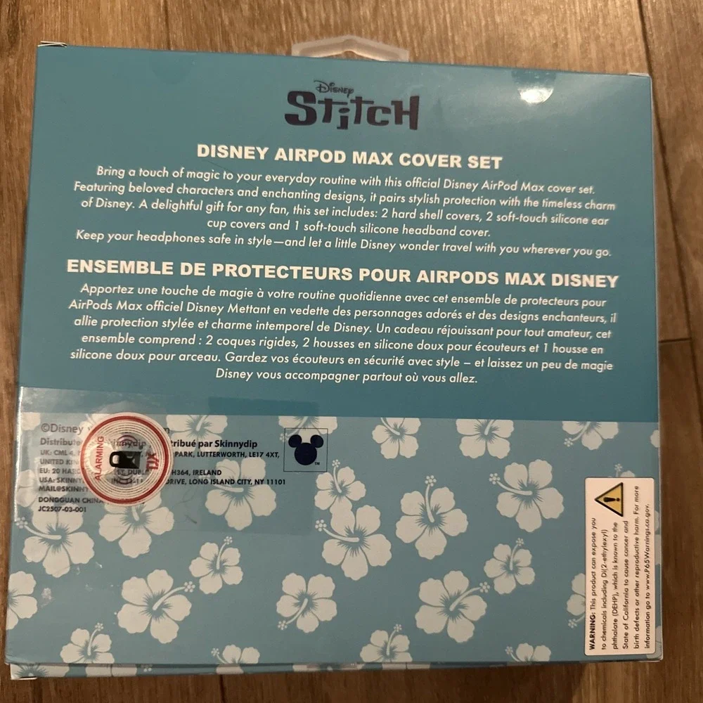 Disney Stitch Cartoon‎ Glossy Cover Set Blue White for AirPods Max Clip On